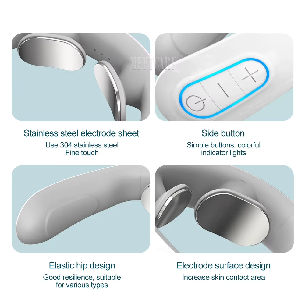 Pulse Neck Massager Electric Smart Cervical Massagers TENS Pain Muscle Kneading Massage