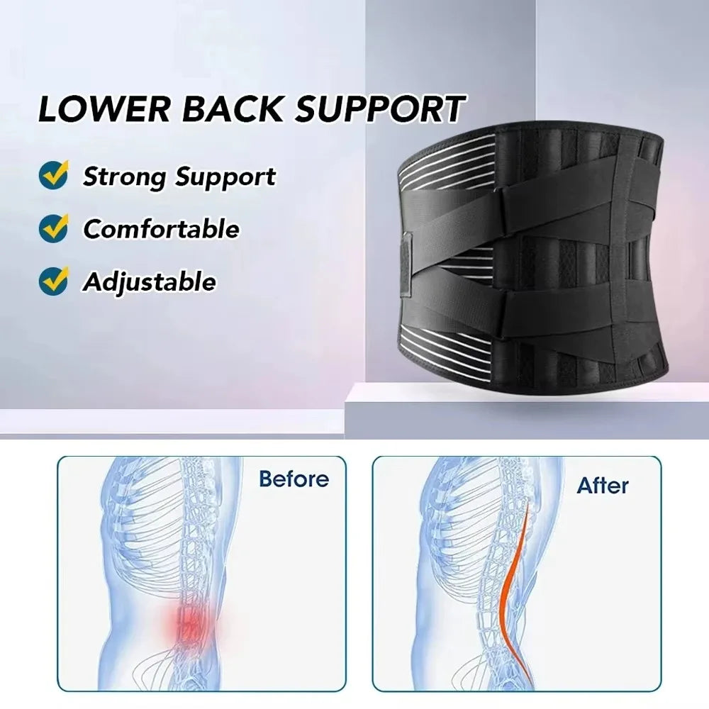 Lumbar Support Brace for Lower Back Pain Breathable Waist Support Relief for Men and Women Heavy Lifting Sciatica and Herniated