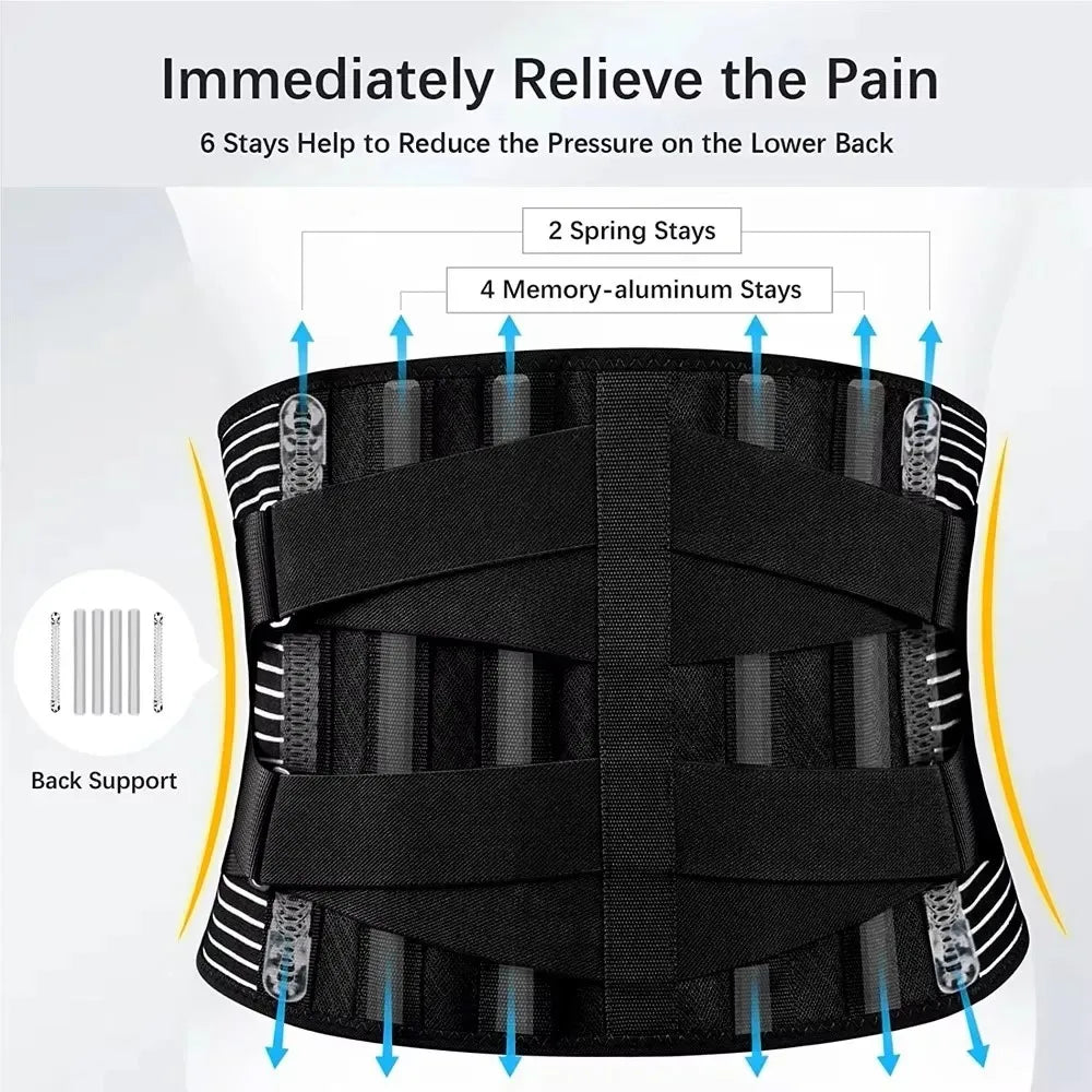 Lumbar Support Brace for Lower Back Pain Breathable Waist Support Relief for Men and Women Heavy Lifting Sciatica and Herniated