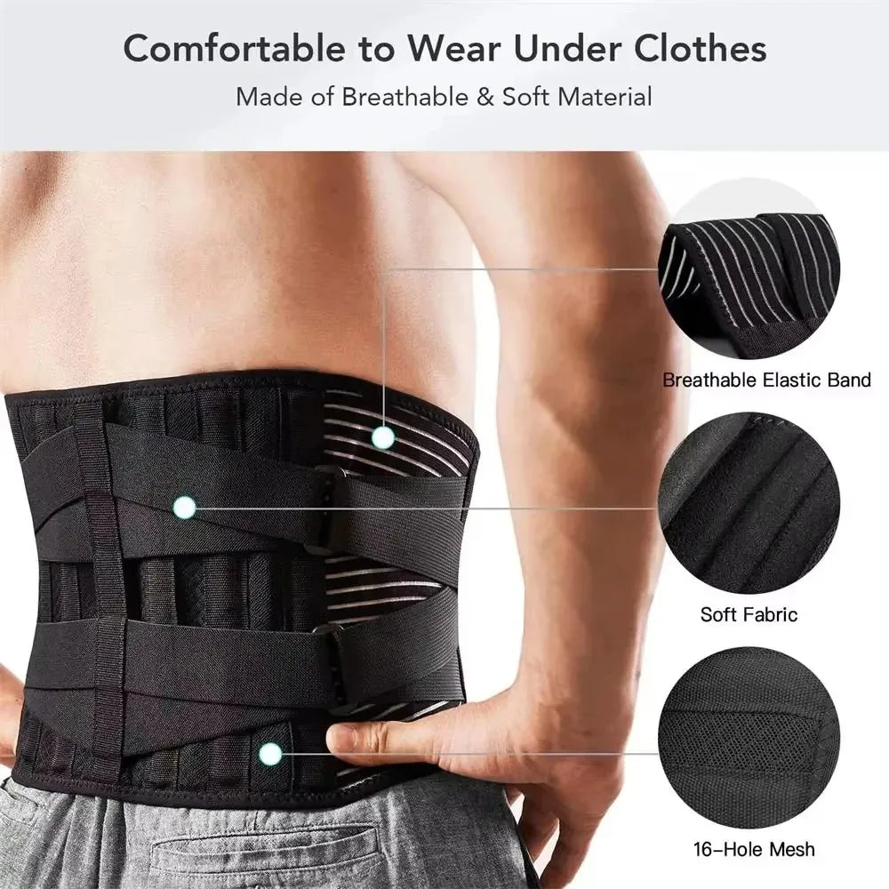 Lumbar Support Brace for Lower Back Pain Breathable Waist Support Relief for Men and Women Heavy Lifting Sciatica and Herniated